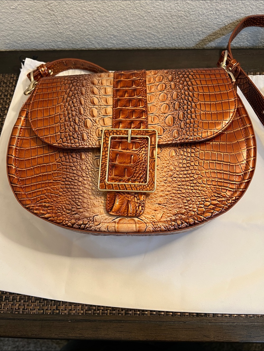 Brahmin Brown Croc-Embossed Leather Crossbody with Matching Wallet - Picture 5 of 11